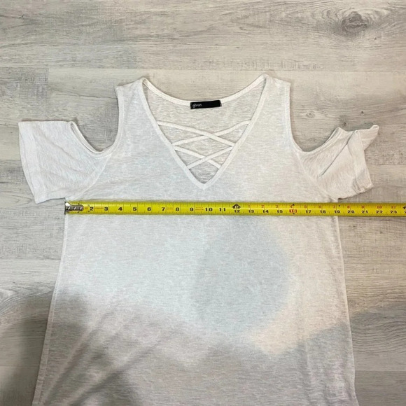 Gibson Sheer Cold-Shoulder Snow White Knit Tank Top Size M - Picture 8 of 16